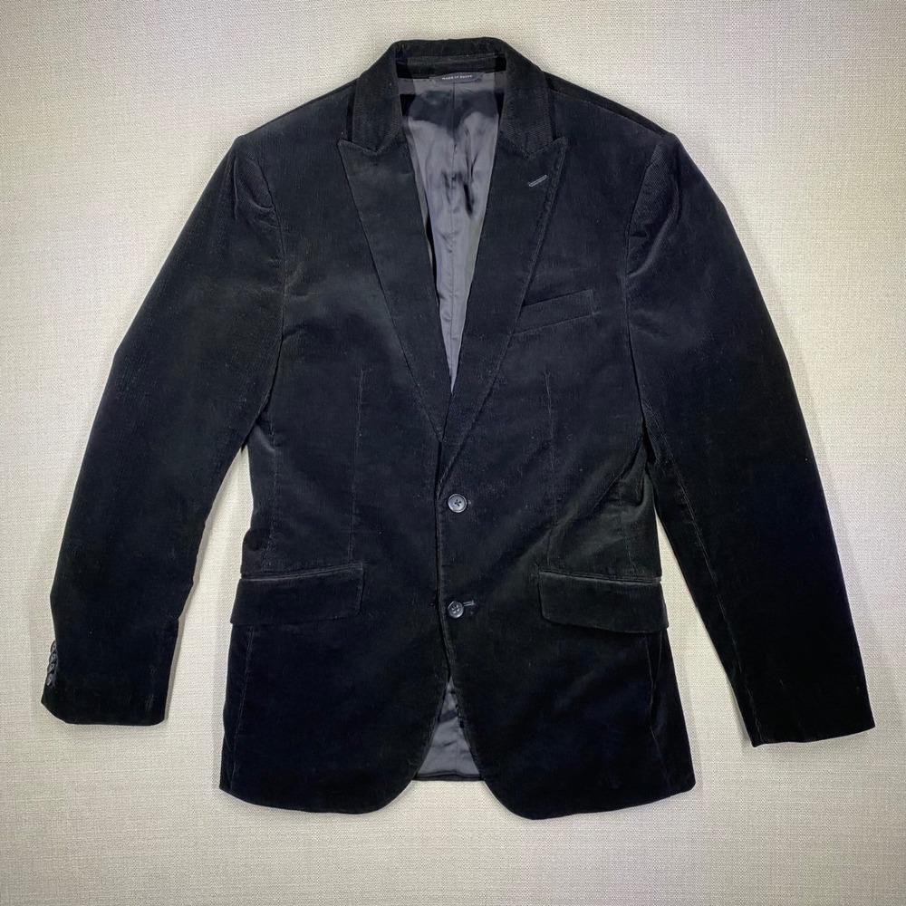 Banana Republic Mens Tailored Fit Corduroy Sport Coat Duca Visconti Black 38R